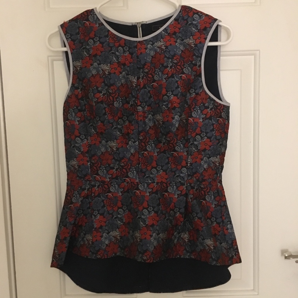 BCBG shell with red navy and silver embroidery